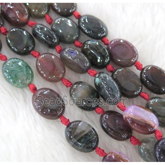 Agate bead, oval, mixed color