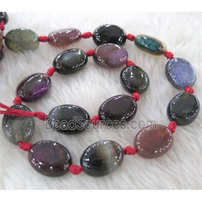 Agate bead, oval, mixed color