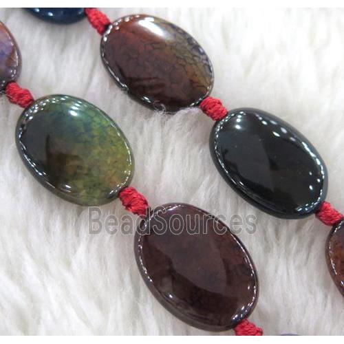 Agate beads, oval, mixed color