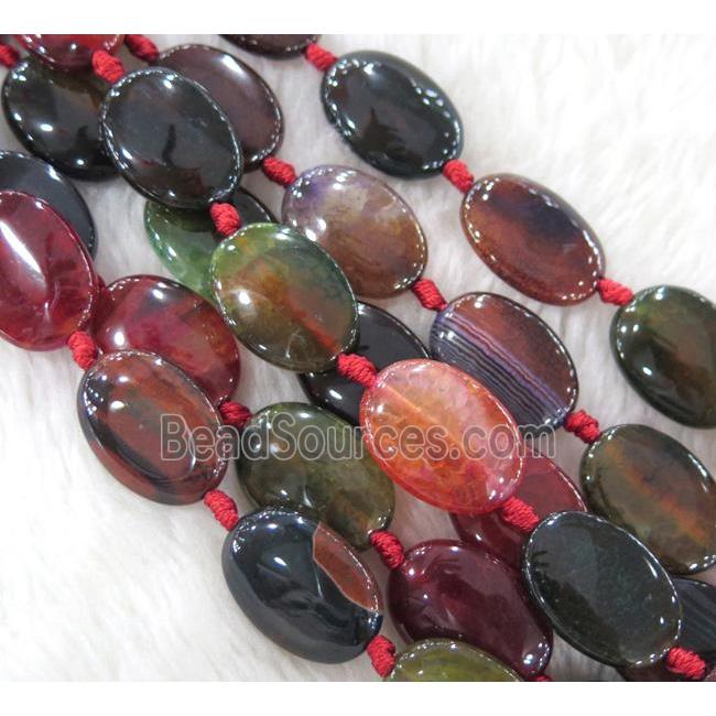 Agate beads, oval, mixed color