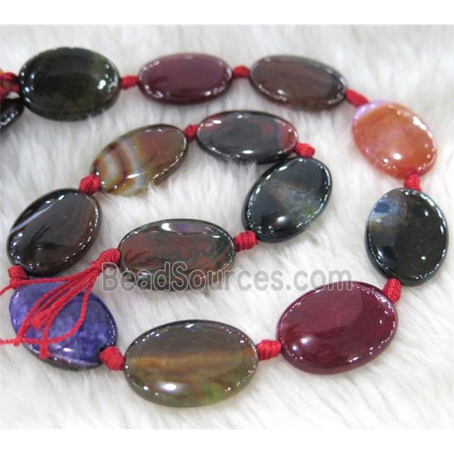 Agate beads, oval, mixed color