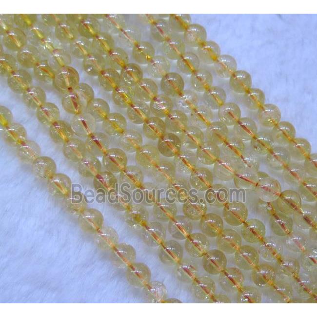 natural Citrine Beads, round, yellow