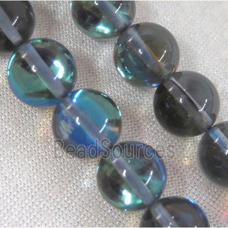 round synthetic gray Aura Quartz Glass Beads