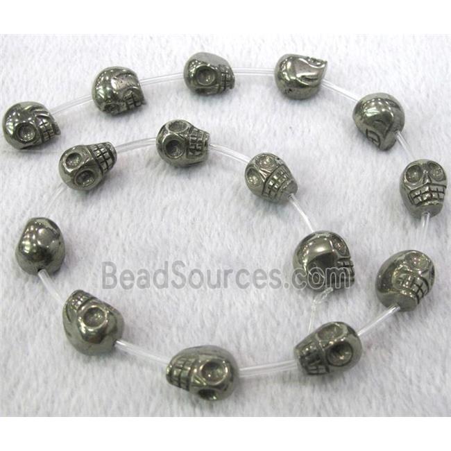 natural Pyrite Beads, 3D-skull charm