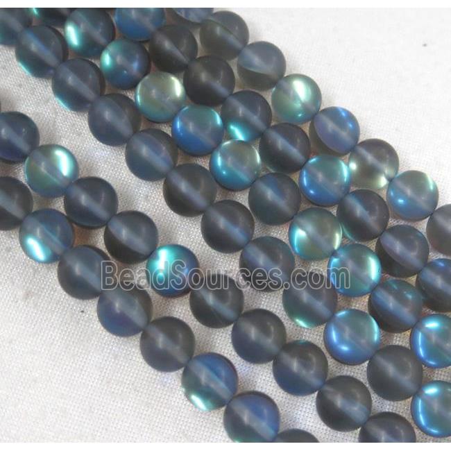 round synthetic gray Aura Quartz Glass Beads, matte