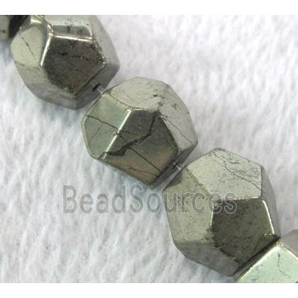 natural Pyrite nugget Beads for necklace, faceted freeform