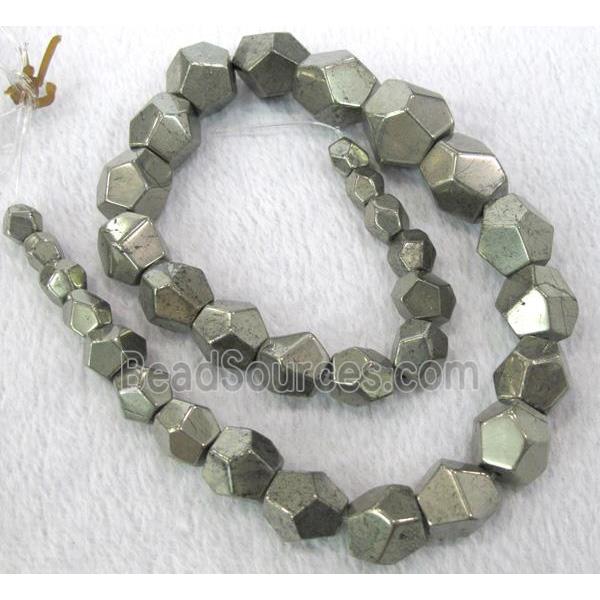 natural Pyrite nugget Beads for necklace, faceted freeform