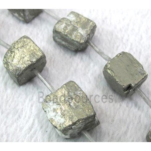 natural Pyrite Beads, freeform cube