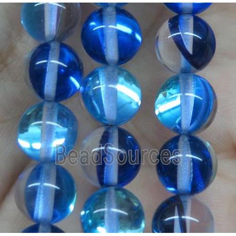 round royalblue synthetic Aura Quartz Glass Beads