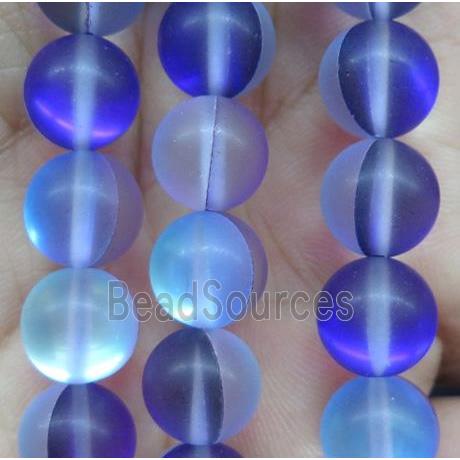 round lapisblue synthetic Aura Quartz Glass Beads, matte