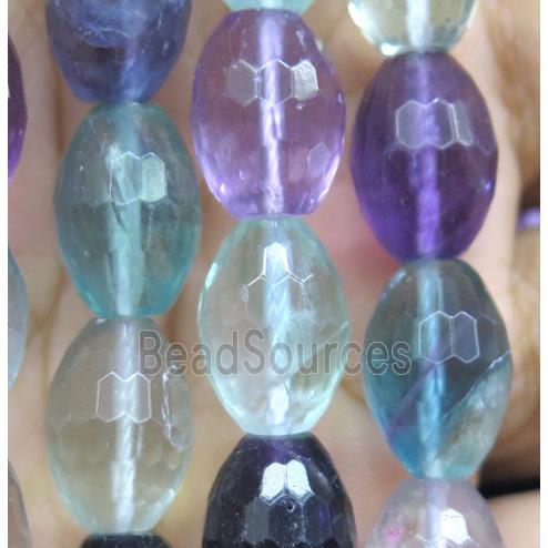 rainbow Fluorite beads, faceted barrel
