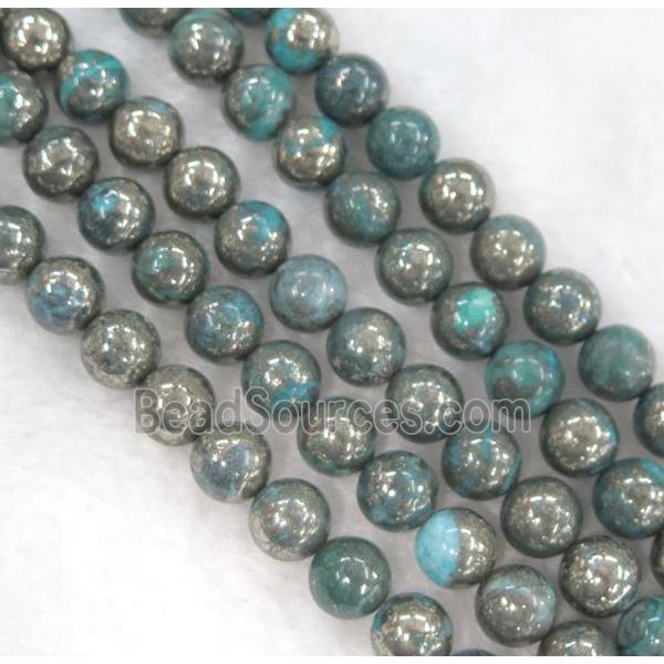 green Chalco Pyrite Beads, round