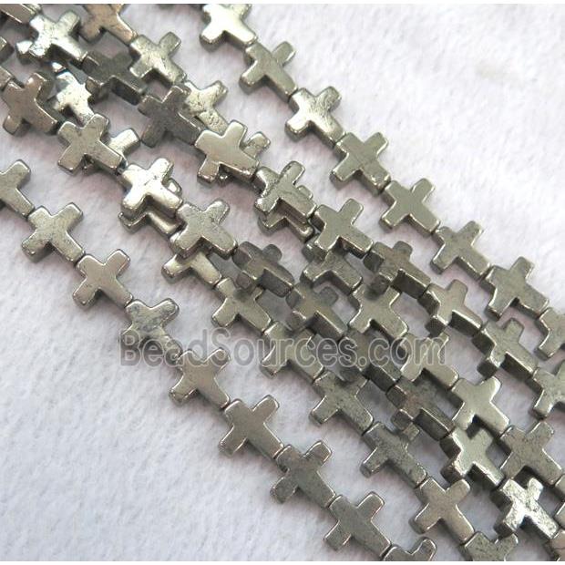 pyrite beads, cross