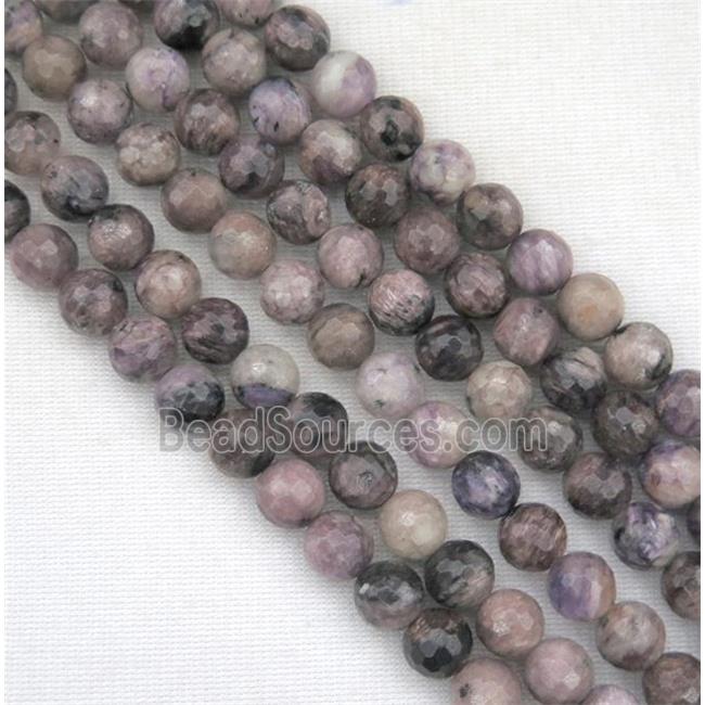 Charoite beads, faceted round