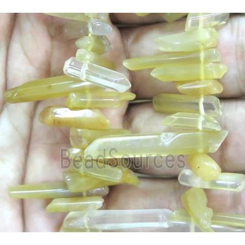 lemon quartz bead, stick, freeform