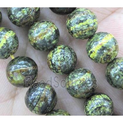 Green Silver-line jasper bead, round