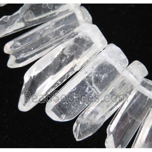 polished clear quartz stick beads for necklace, freeform