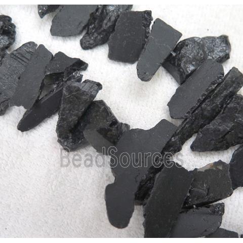 black Tourmaline beads, freeform