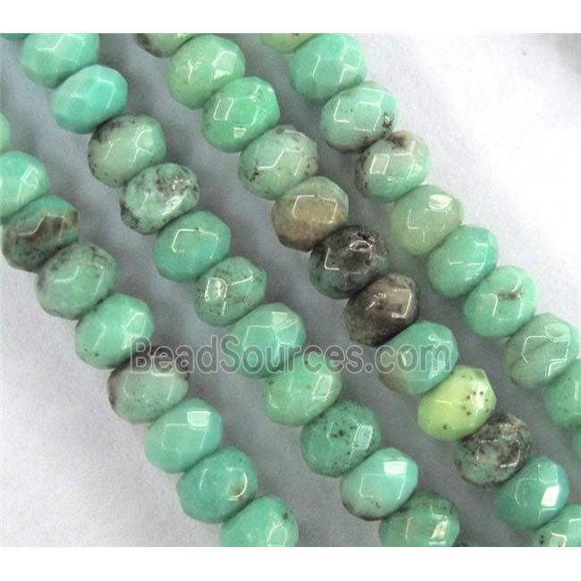 green grass agate beads, faceted rondelle