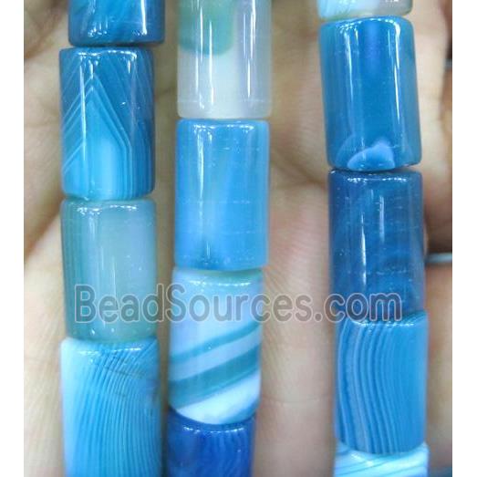 blue stripe agate bead, tube
