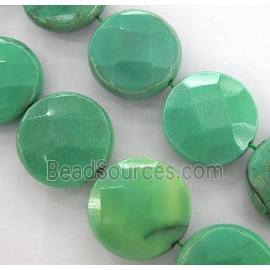 green grass agate beads, faceted circle