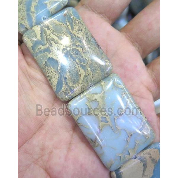 snakeskin jasper bead, rectangle