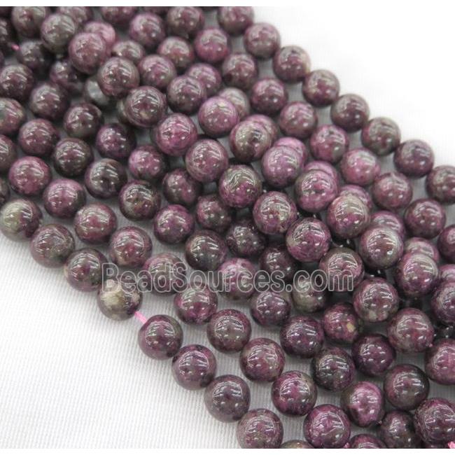 red natural Tourmaline beads, round, B grade