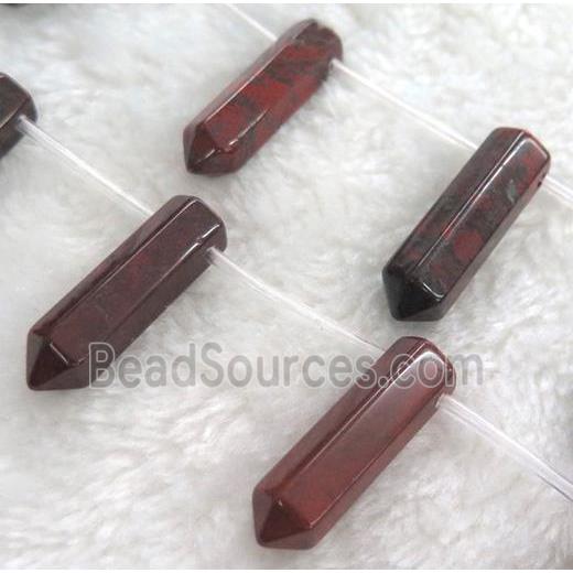 poppy jasper beads, bullet shape