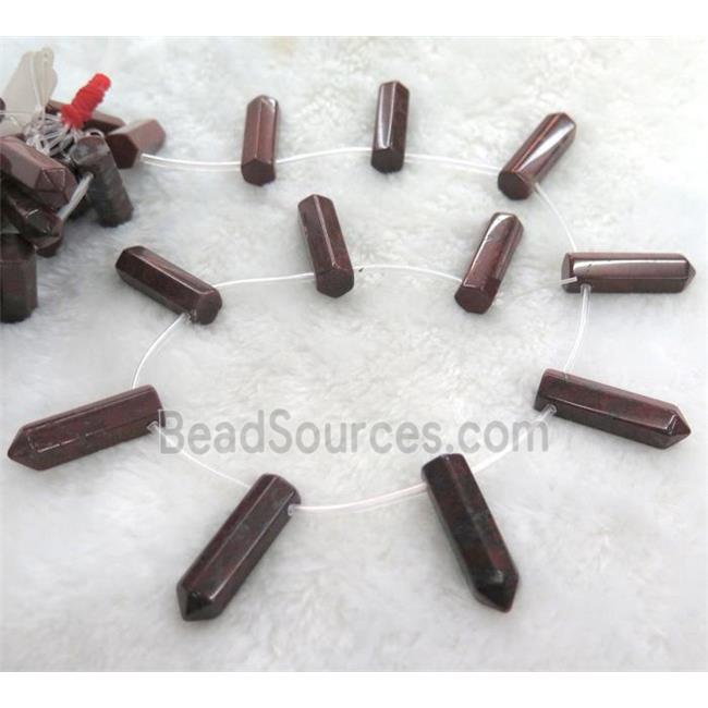 poppy jasper beads, bullet shape