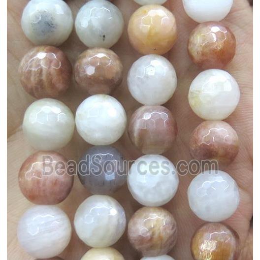 SunStone and Moonlight stone beads, faceted round