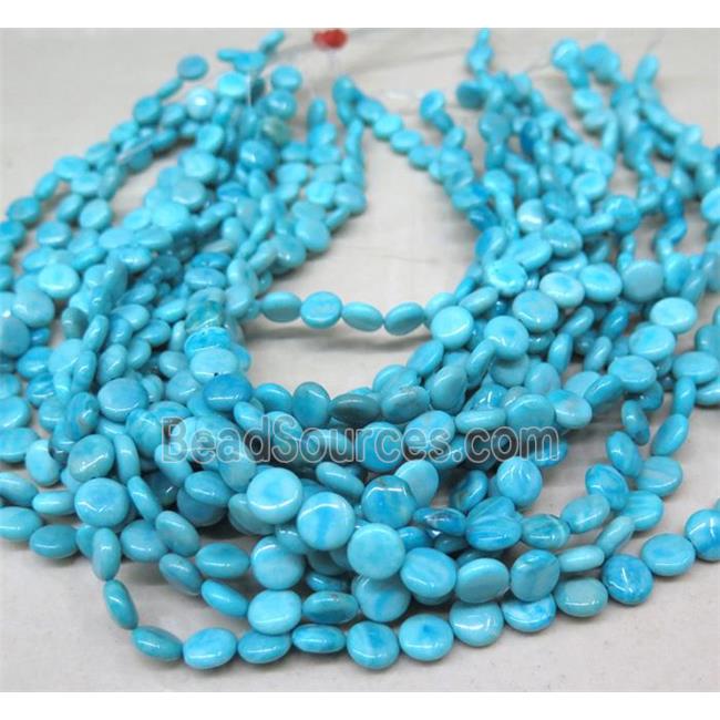 Larimar beads, flat round, stability