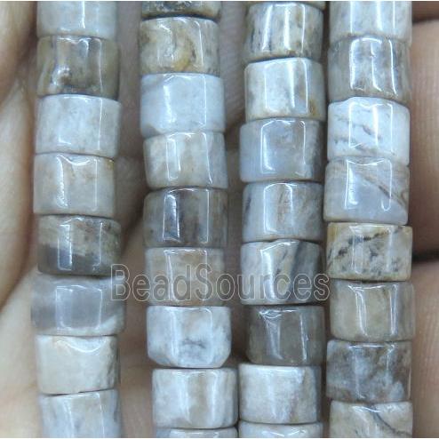 silver leaf stone bead, heishi