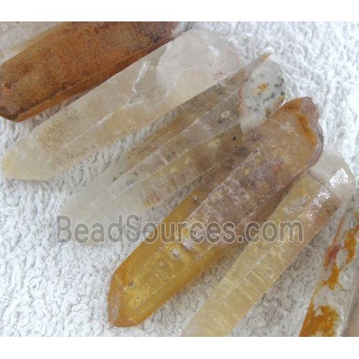 citrine stick beads, yellow, freeform