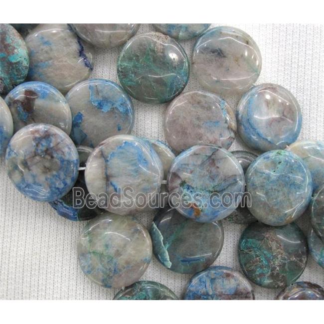 Azurite beads, flat-round