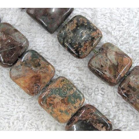 green opal bead, square
