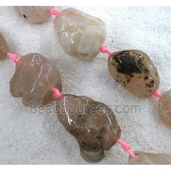 Rock Agate bead for necklace, freeform, lt.pink