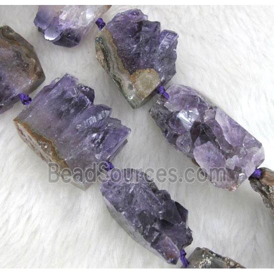 natural druzy cluster amethyst beads, freeform