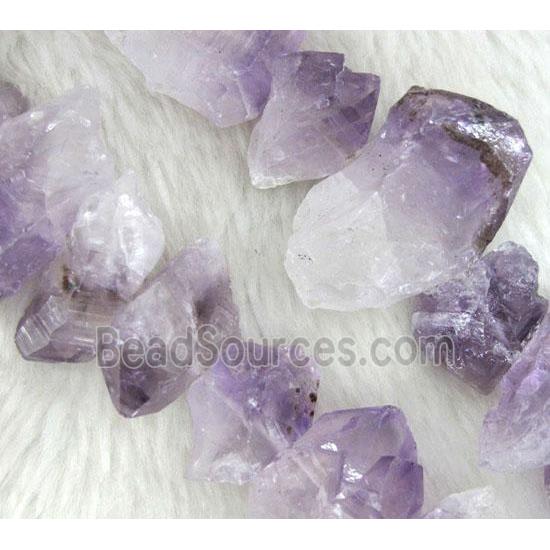 amethyst nugget beads, point, freeform