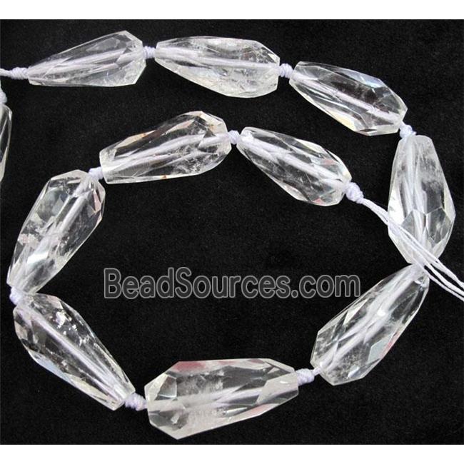 clear quartz beads, faceted teardrop