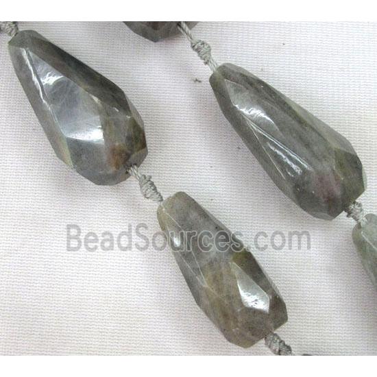 labradorite beads, faceted teardrop