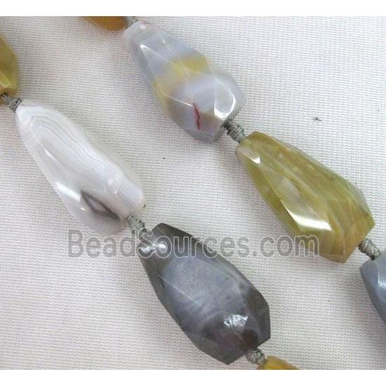 botswana agate beads, faceted teardrop