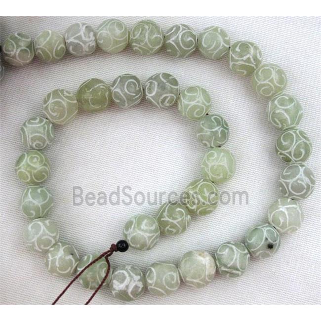 round Agalmatolite Beads, green