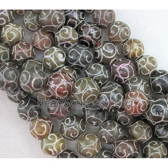 round Agalmatolite Beads