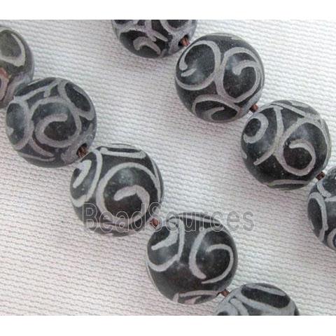 round black Agalmatolite Beads