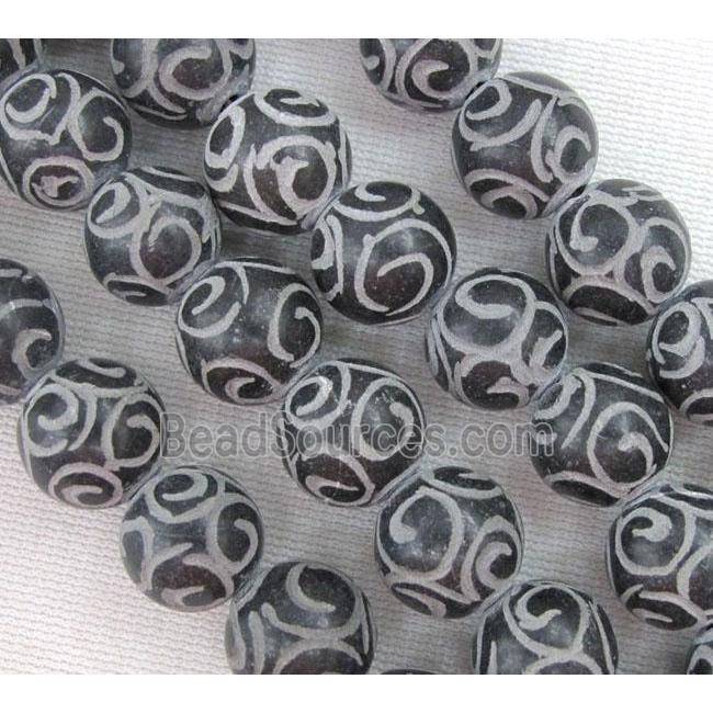 round black Agalmatolite Beads