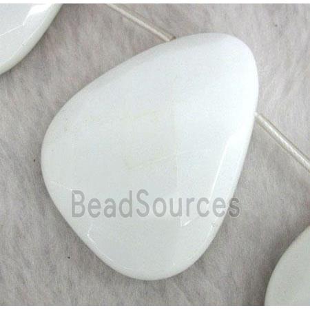 white porcelain beads, faceted freeform