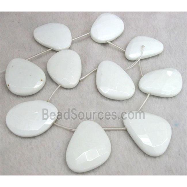 white porcelain beads, faceted freeform