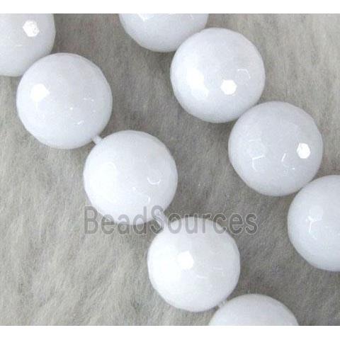 white agate beads, faceted round