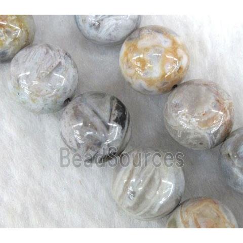 gray Bamboo Agate beads, round