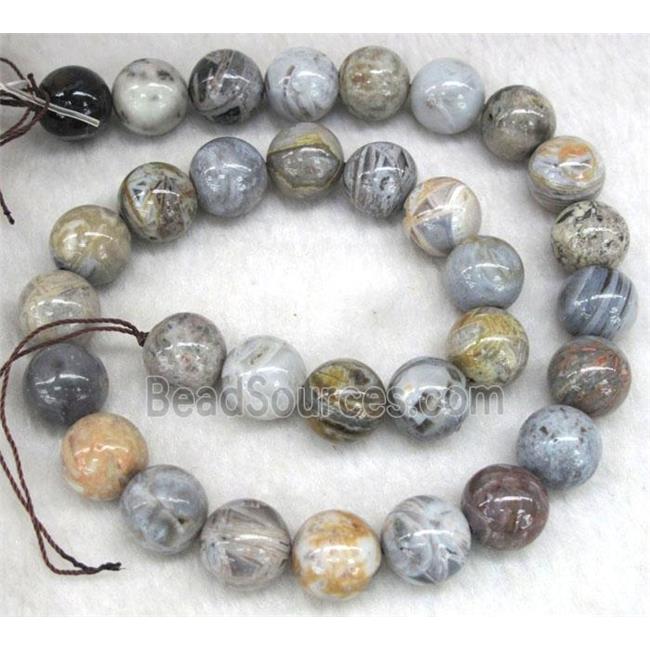 gray Bamboo Agate beads, round